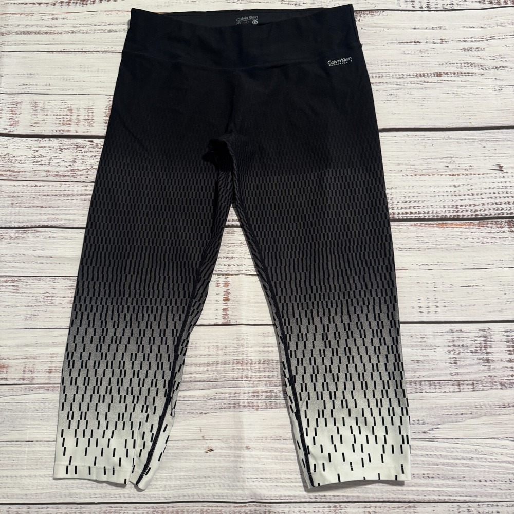 Calvin Klein Performance Dry Capri Leggings Athletic Black and White Women's L